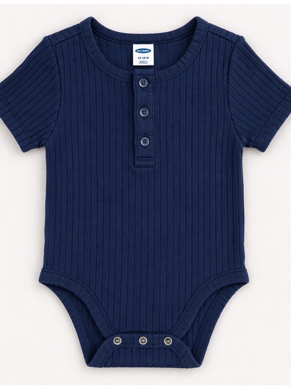 Old Navy Navy Ribbed Short-Sleeve Baby One-Piece